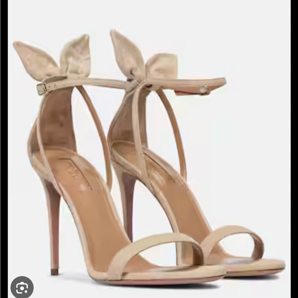 Aquazzura Beige Bow Tie Sandal 105mm